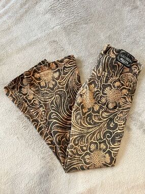 Ranch Dressin Kids Floral Print Jeans - Black & Tan